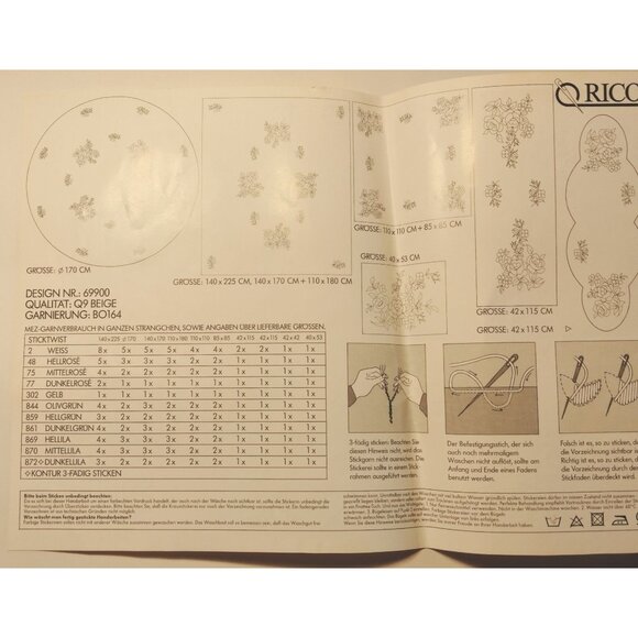 Rico Design Embroidery Tablecloth Kit 69900 Beige Stamped Cross Stitch Linen - Picture 7 of 16